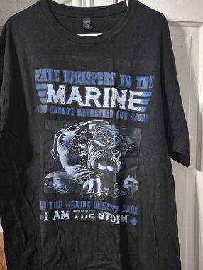 Black Marine Graphic Tee with Blue Accents